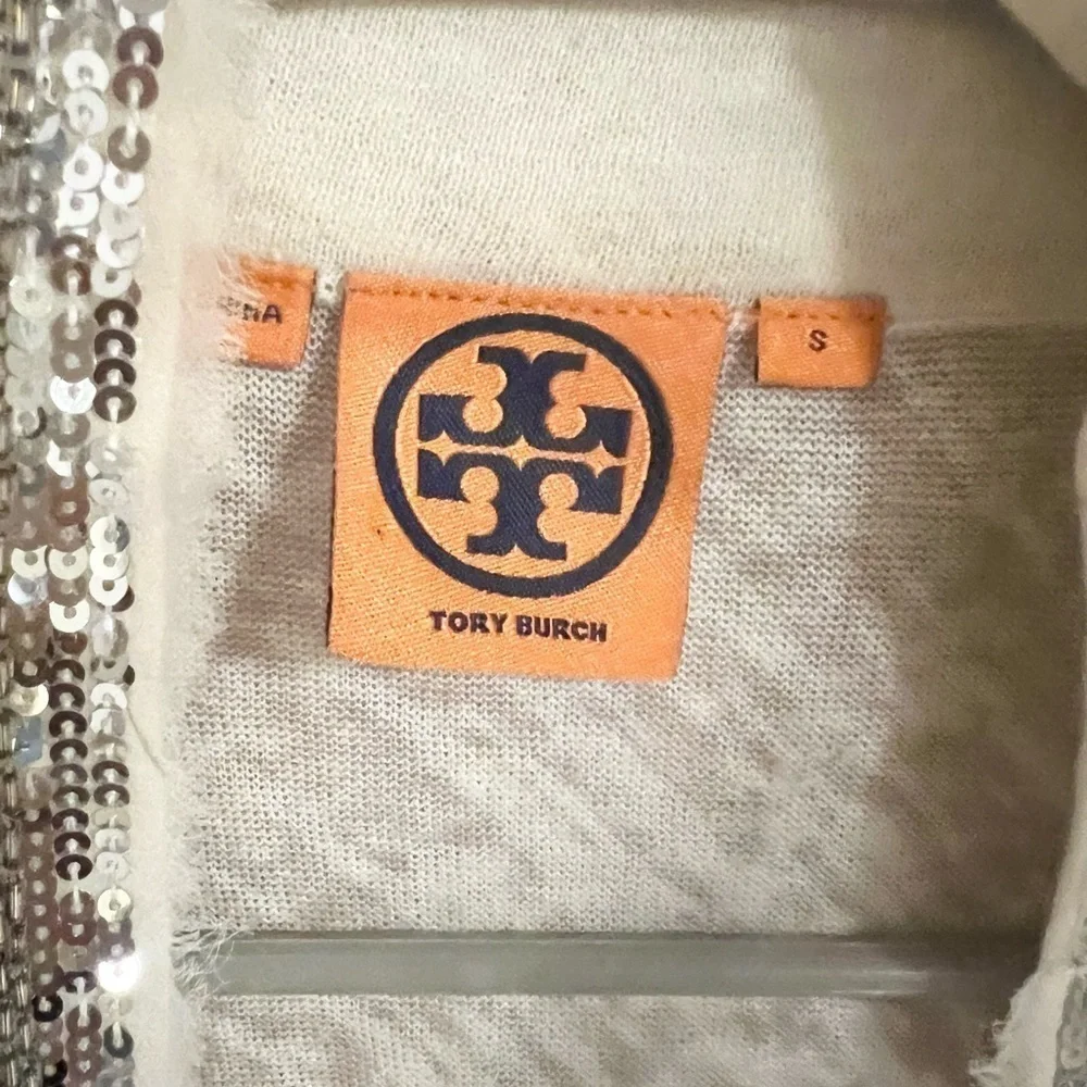 Tory Burch Linen Blend Open Front Cardigan SMALL